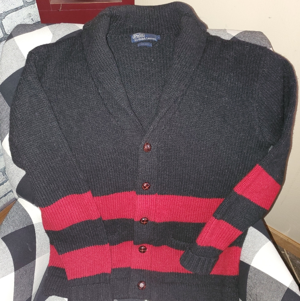VTG Polo Ralph Lauren Shawl Collar wool Cardigan